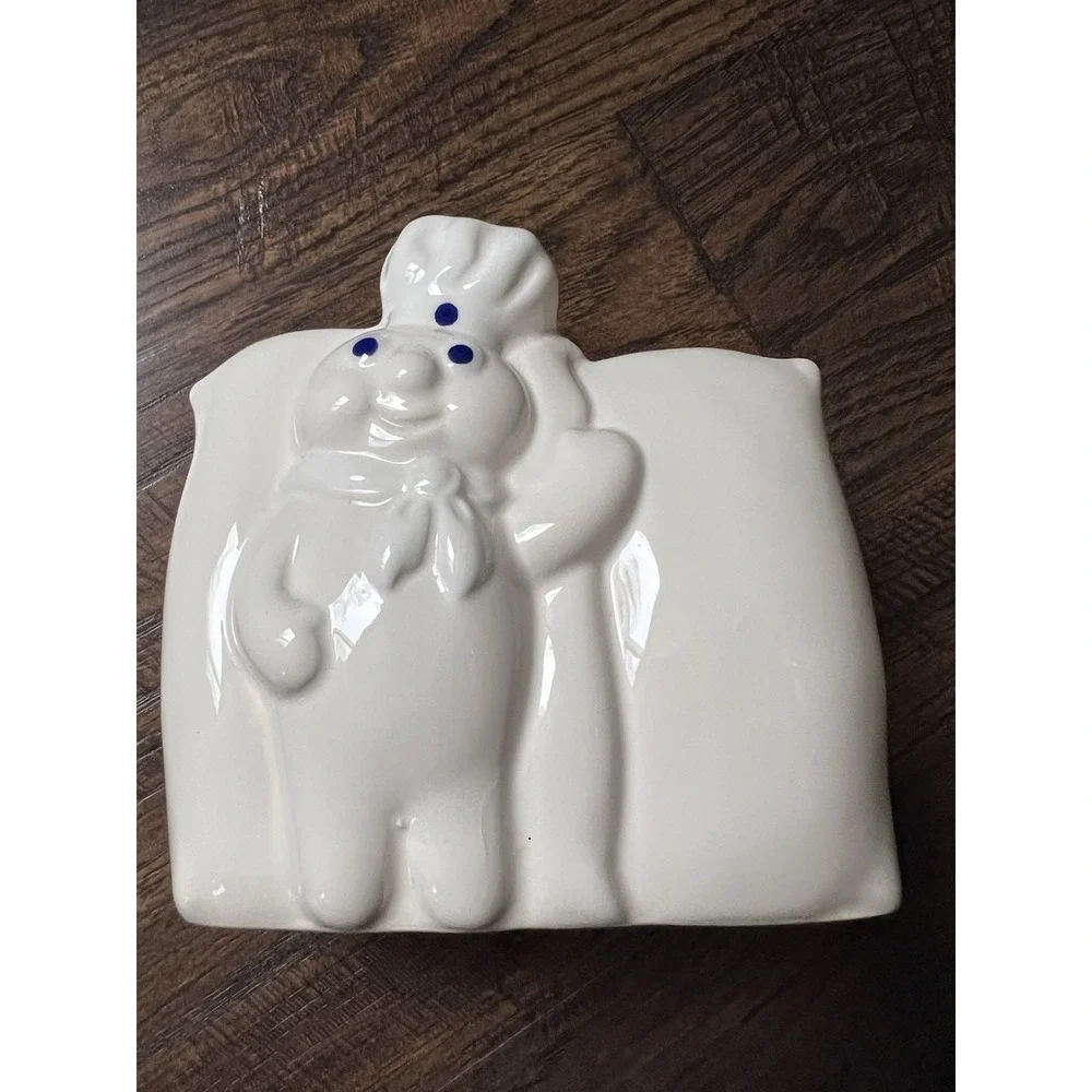 Vintage 1988 Pillsbury Doughboy Napkin Holder White‎ Flour Sack Kitchen Ceramic